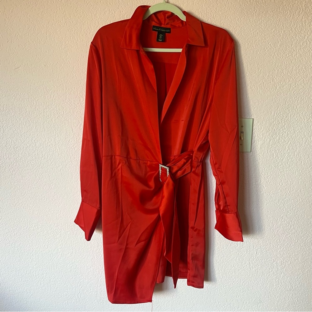 House of harlow sexy red dress with bling rhinestone buckle detail